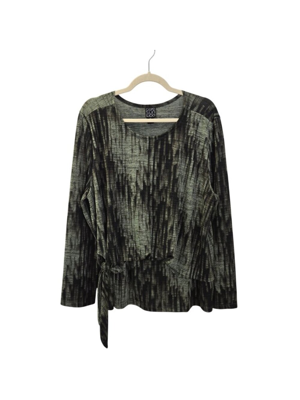 Clara Sunwoo Crinkle Pleat Blouson Overlay Side Tie Detail Top Size XL